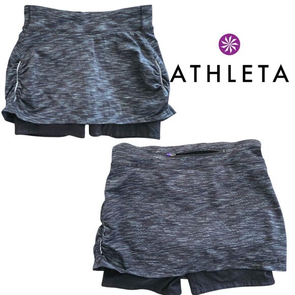 Women's ATHLETA Black Heathered Pull On Layered Athletic Skirt Skort Size Medium - Picture 4 of 4